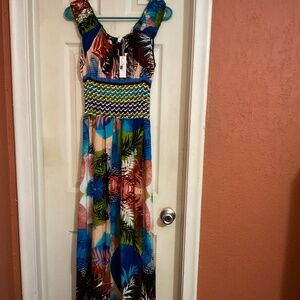 Brand new maxi sleeveless multi colored dress